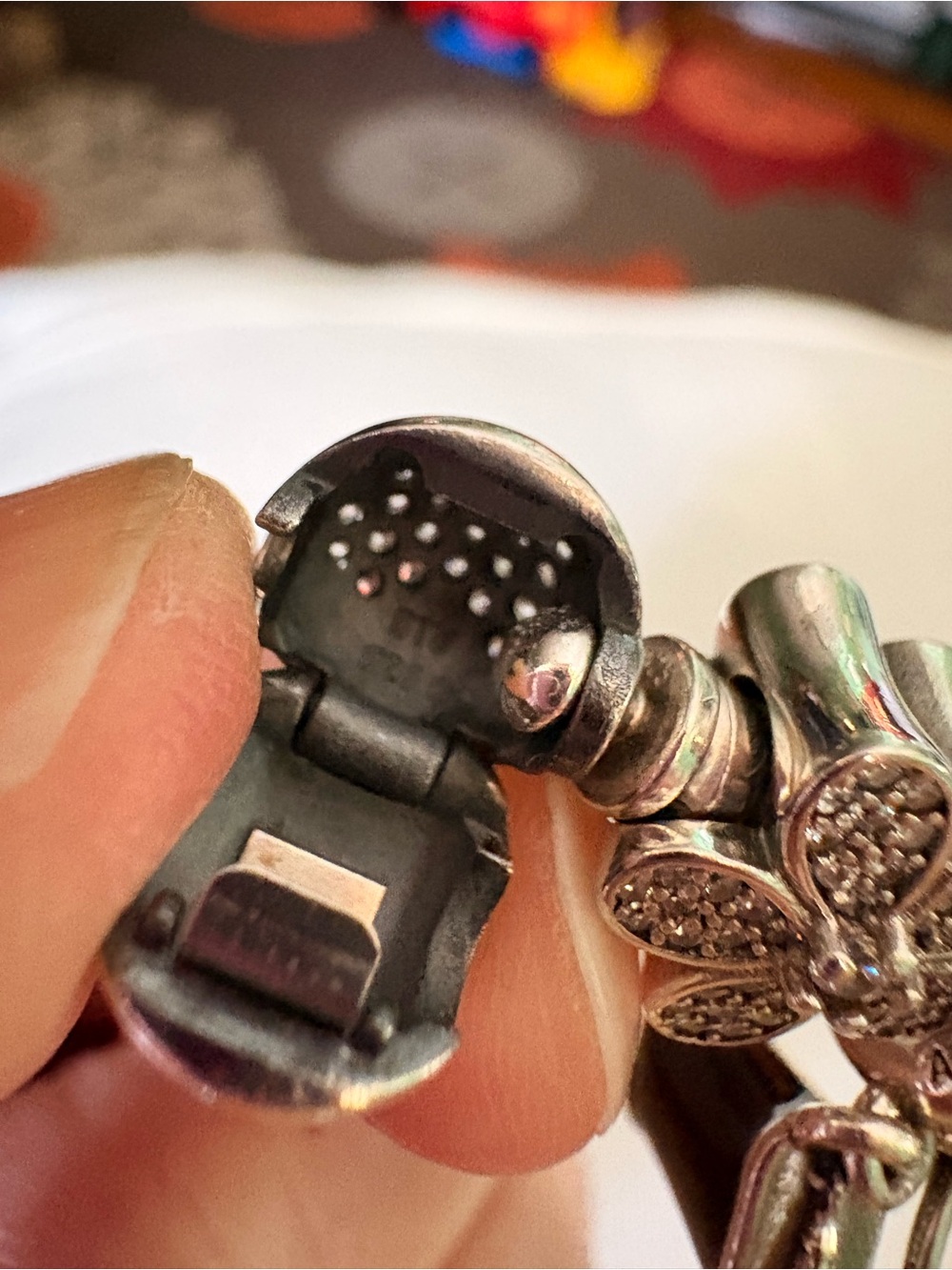 Pandora pave heart bracelet with red/black/silver charms - Picture 6 of 6